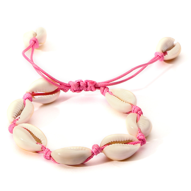 Handwoven Cobalt Shell Anklet Bracelets Natural Cowrie Beads Hawaiian Beach Foot Jewelry for Women Girl