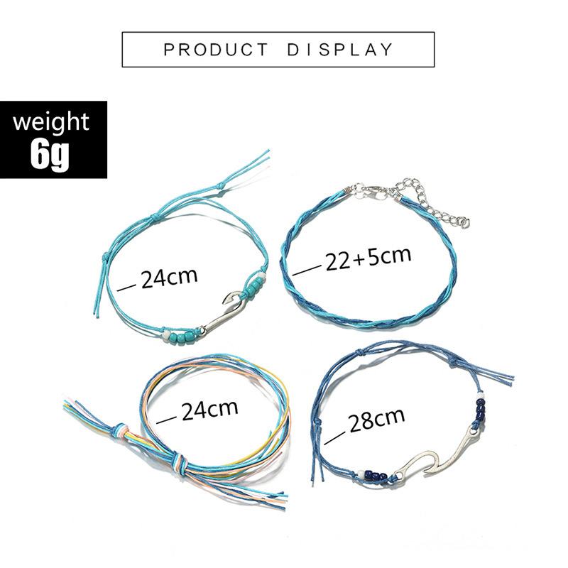 Handmade Wave Bracelet Braided Rope Bracelet Adjustable Friendship Bohemian