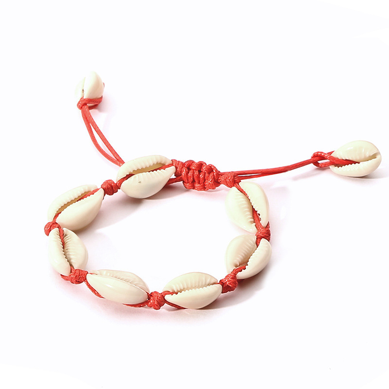 Handwoven Cobalt Shell Anklet Bracelets Natural Cowrie Beads Hawaiian Beach Foot Jewelry for Women Girl