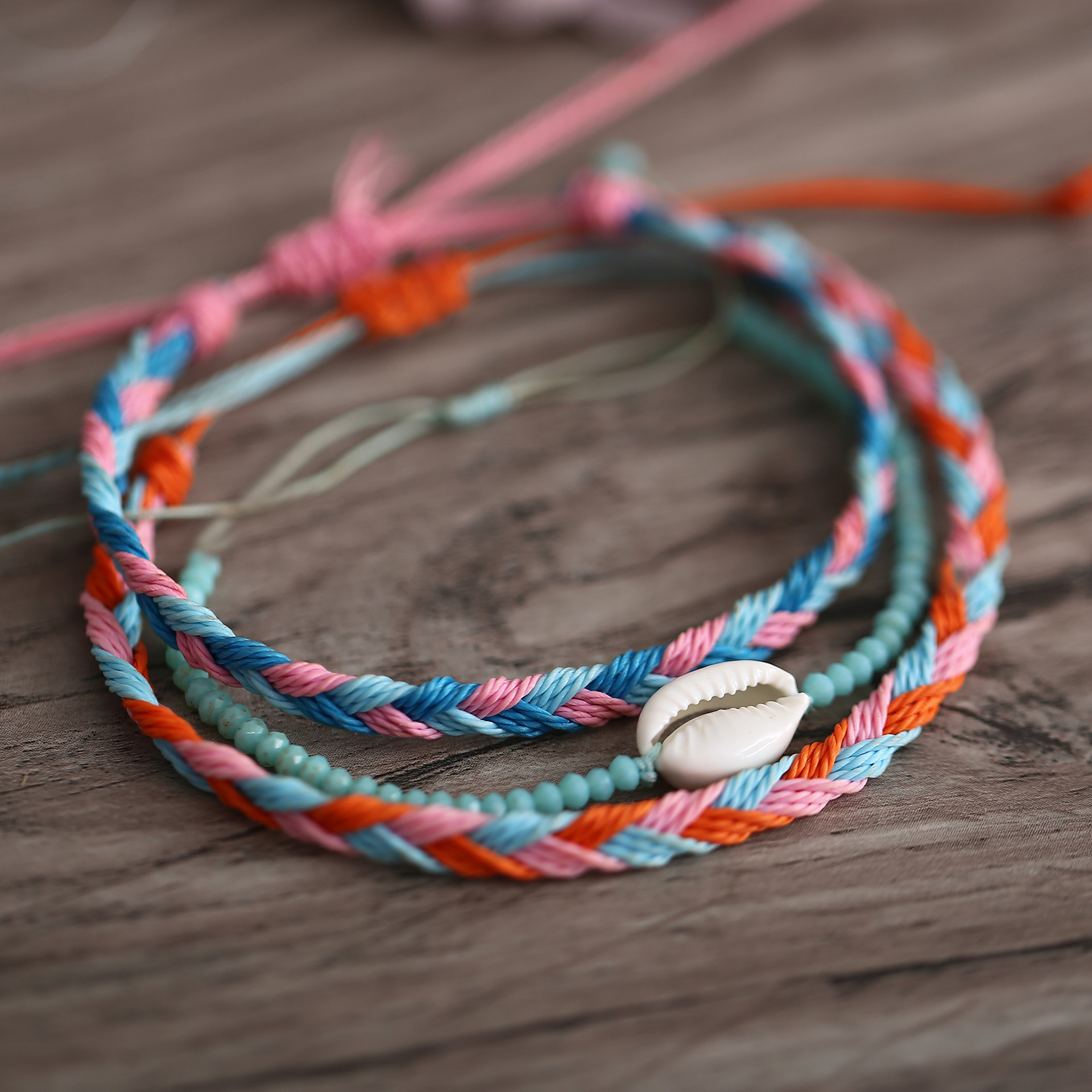 3PCS/SET Wave Bracelet,Navy Style Velvet Hand-woven Knit Knot Bracelet Three-piece Suit for Women Girls Holiday Jewelry