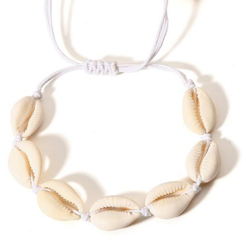 Handwoven Cobalt Shell Anklet Bracelets Natural Cowrie Beads Hawaiian Beach Foot Jewelry for Women Girl
