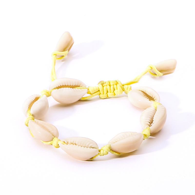 Handwoven Cobalt Shell Anklet Bracelets Natural Cowrie Beads Hawaiian Beach Foot Jewelry for Women Girl