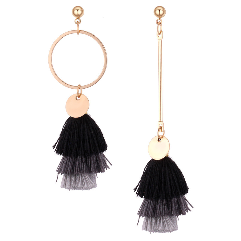 Colorful Layered Tassel Earrings Bohemian Dangle Drop Tiered Tassel Druzy Stud Earrings Women Gifts
