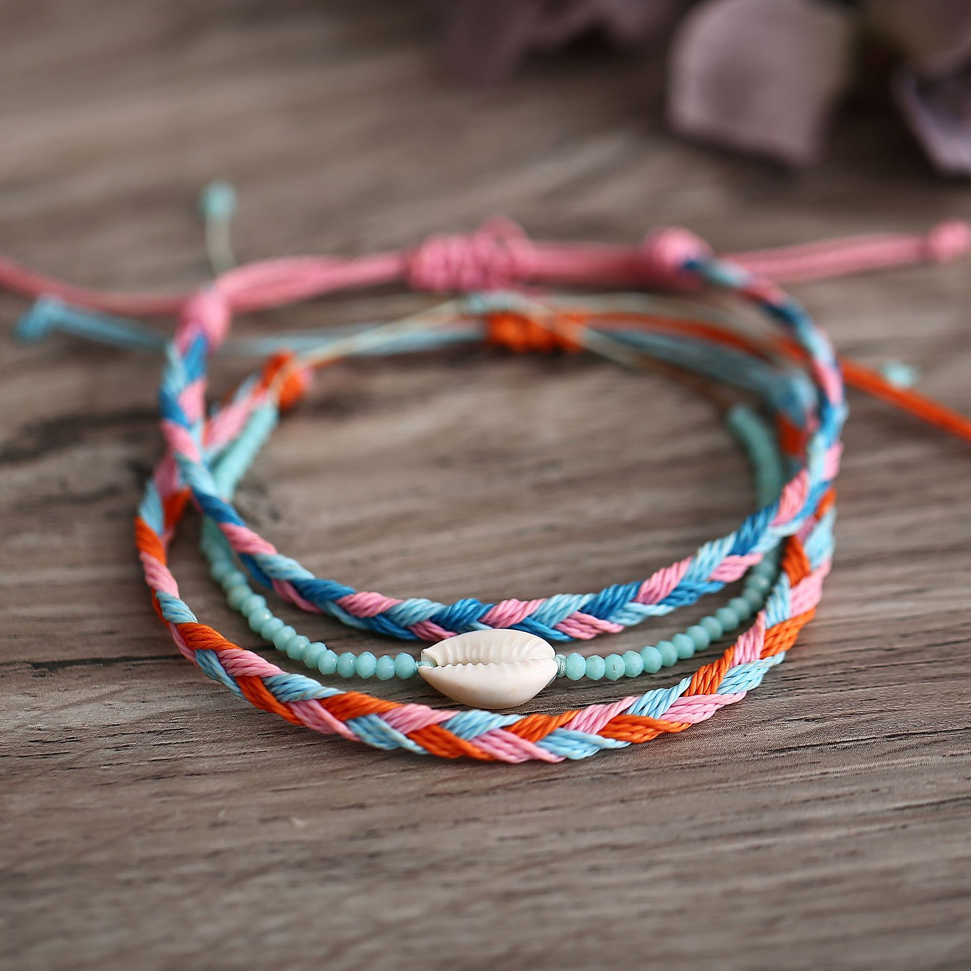 3PCS/SET Wave Bracelet,Navy Style Velvet Hand-woven Knit Knot Bracelet Three-piece Suit for Women Girls Holiday Jewelry