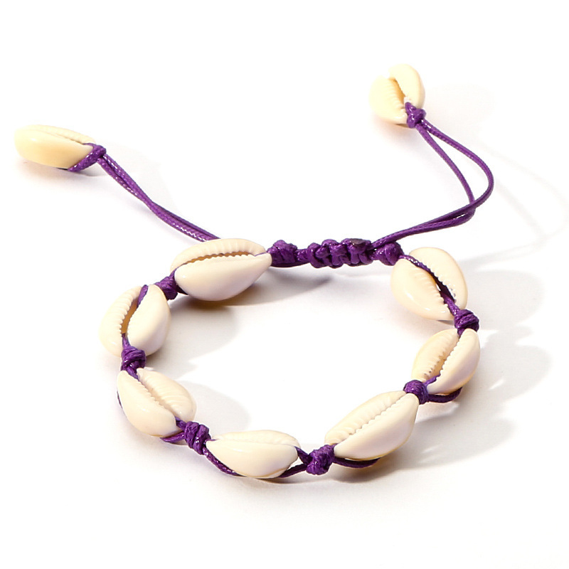 Handwoven Cobalt Shell Anklet Bracelets Natural Cowrie Beads Hawaiian Beach Foot Jewelry for Women Girl