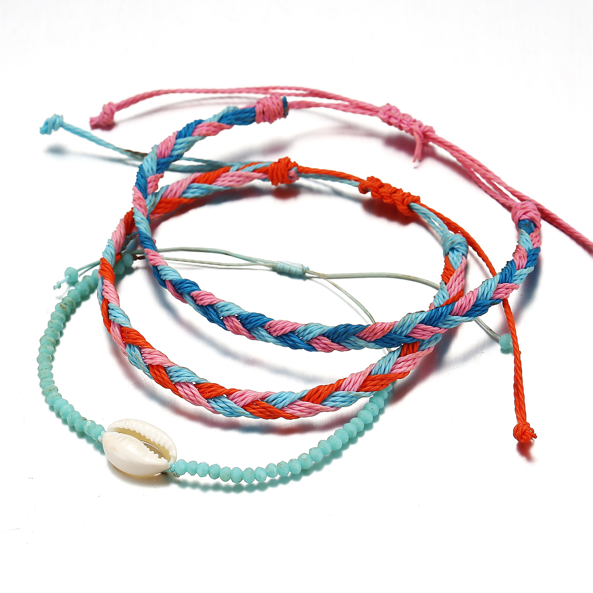 3PCS/SET Wave Bracelet,Navy Style Velvet Hand-woven Knit Knot Bracelet Three-piece Suit for Women Girls Holiday Jewelry