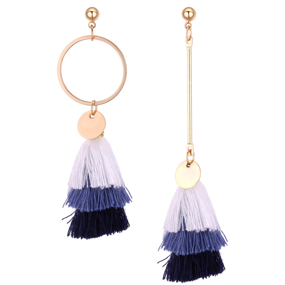 Colorful Layered Tassel Earrings Bohemian Dangle Drop Tiered Tassel Druzy Stud Earrings Women Gifts