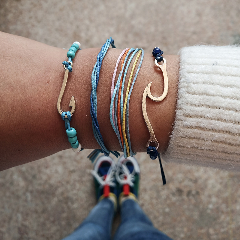 Handmade Wave Bracelet Braided Rope Bracelet Adjustable Friendship Bohemian