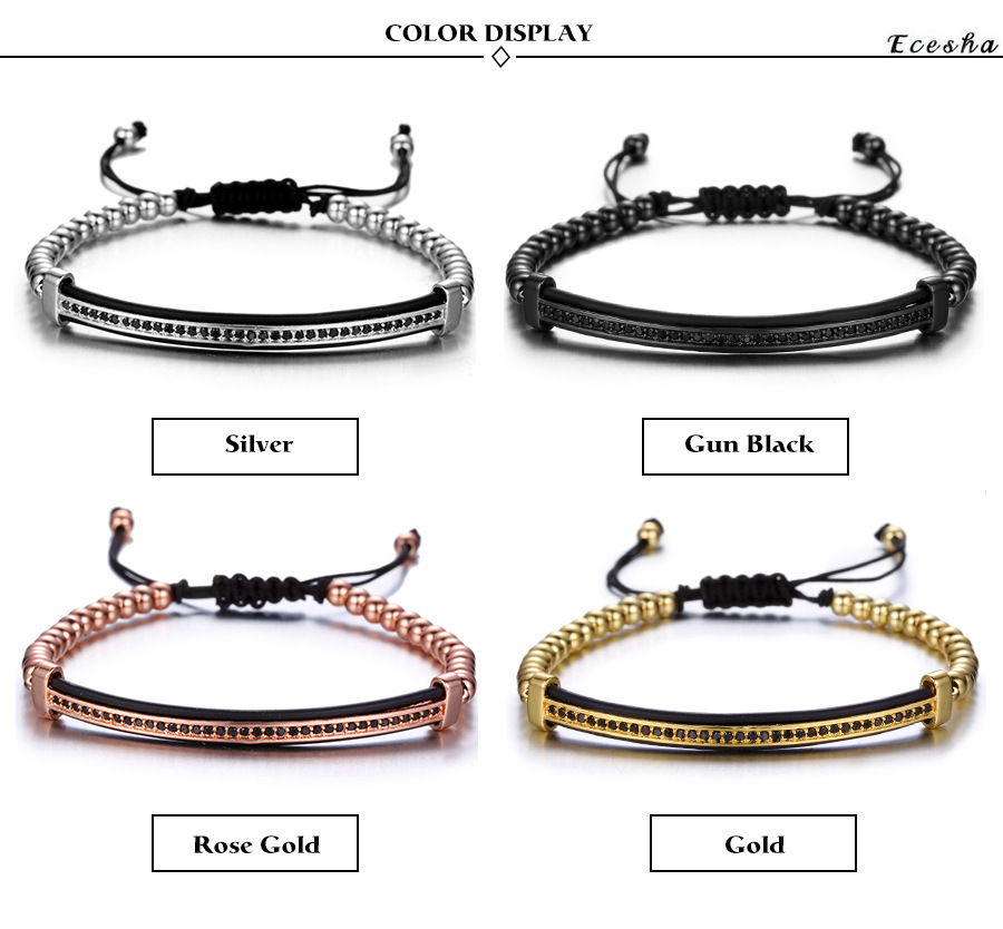 CZ  Love Knot Symbol Black Cotton Braided Woven Cord Bracelet