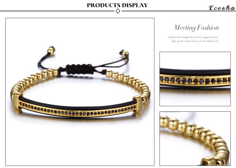 CZ  Love Knot Symbol Black Cotton Braided Woven Cord Bracelet