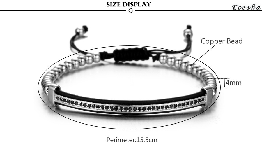 CZ  Love Knot Symbol Black Cotton Braided Woven Cord Bracelet