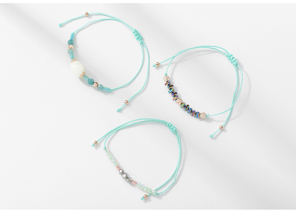 3 Pcs Bohemian Handmade Braided Ocean Tortoise Wave Pendant Bracelets Anklets 3D Crystal Anklet Adjustable