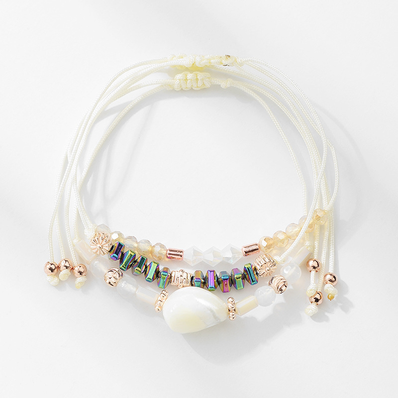 3 Pcs Bohemian Handmade Braided Ocean Tortoise Wave Pendant Bracelets Anklets 3D Crystal Anklet Adjustable