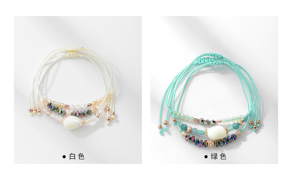 3 Pcs Bohemian Handmade Braided Ocean Tortoise Wave Pendant Bracelets Anklets 3D Crystal Anklet Adjustable