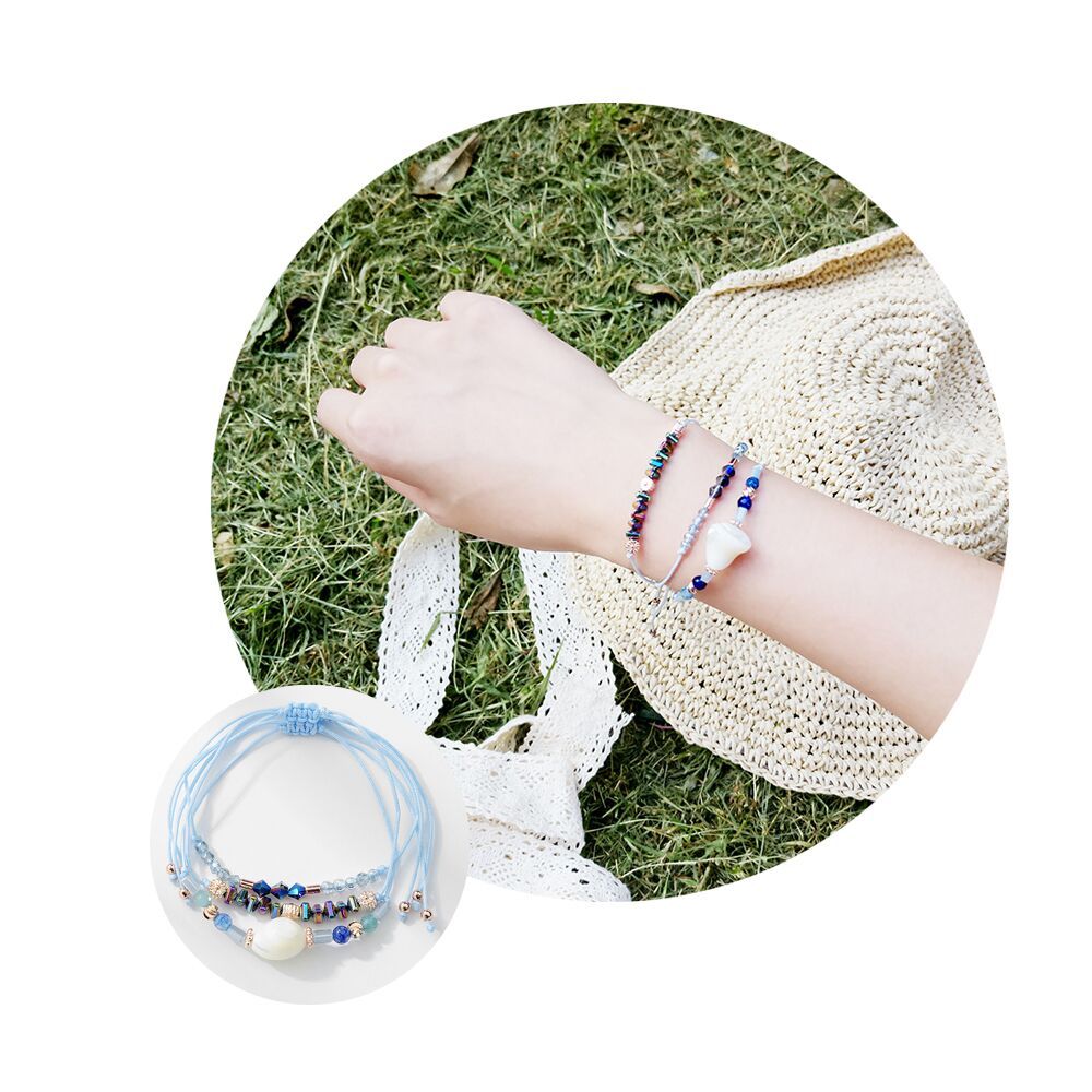 3 Pcs Bohemian Handmade Braided Ocean Tortoise Wave Pendant Bracelets Anklets 3D Crystal Anklet Adjustable