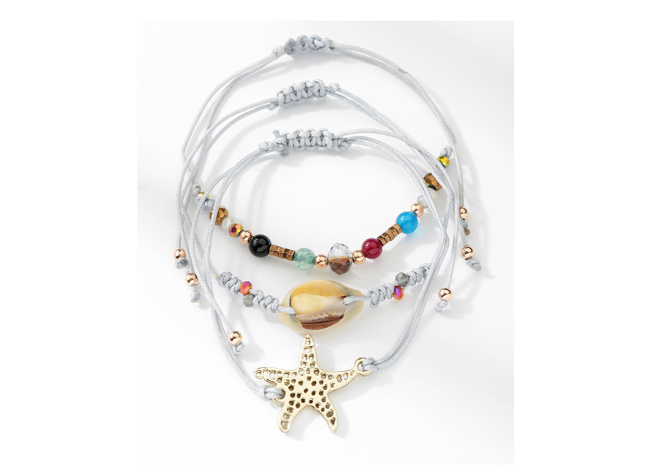 3 Pcs Set White Blue Bohemian Beaded Mountain Compass Pendant Bracelets Adjustable Woven Rope Bangles for Women