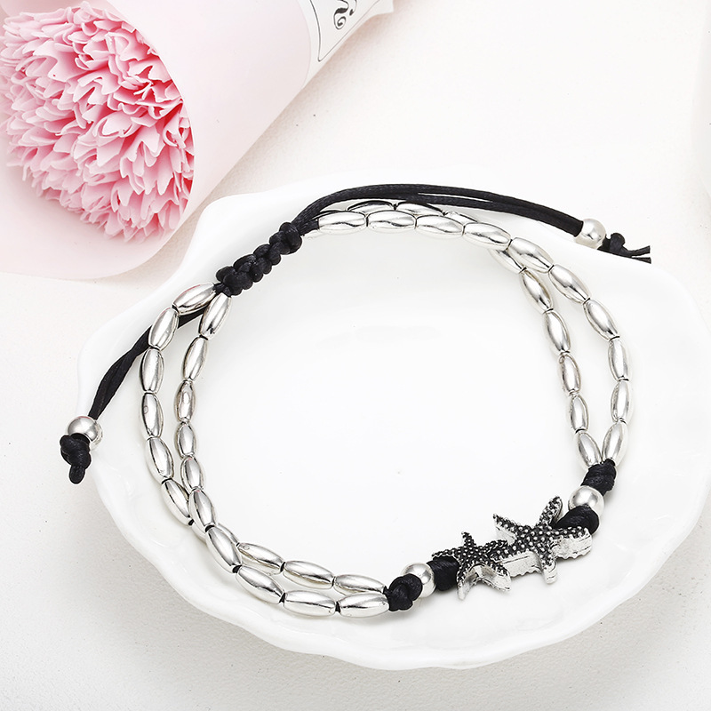 Boho Starfish Anklets Vintage Ankle Bracelets Silver Beach Pendant Anklet for Women and Girls