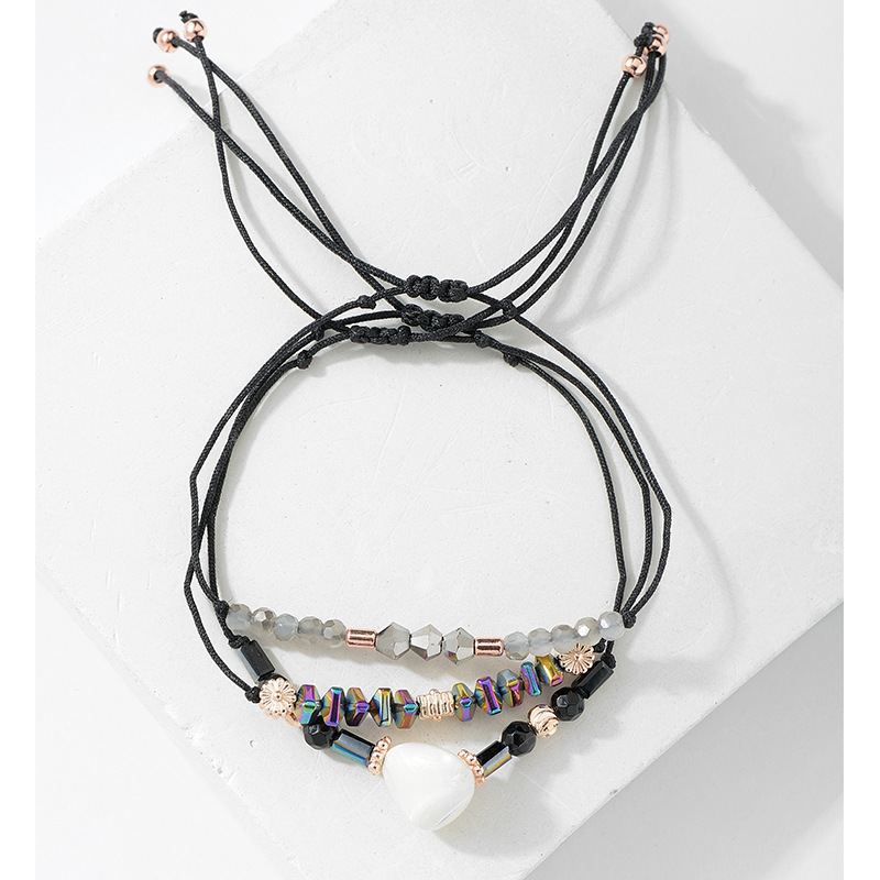 3 Pcs Bohemian Handmade Braided Ocean Tortoise Wave Pendant Bracelets Anklets 3D Crystal Anklet Adjustable