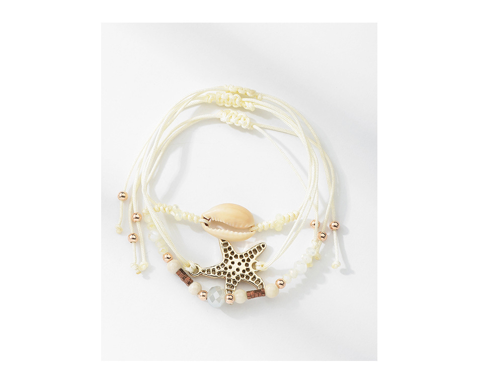 3 Pcs Set White Blue Bohemian Beaded Mountain Compass Pendant Bracelets Adjustable Woven Rope Bangles for Women