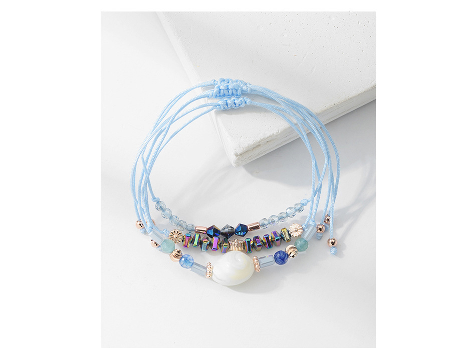 3 Pcs Bohemian Handmade Braided Ocean Tortoise Wave Pendant Bracelets Anklets 3D Crystal Anklet Adjustable