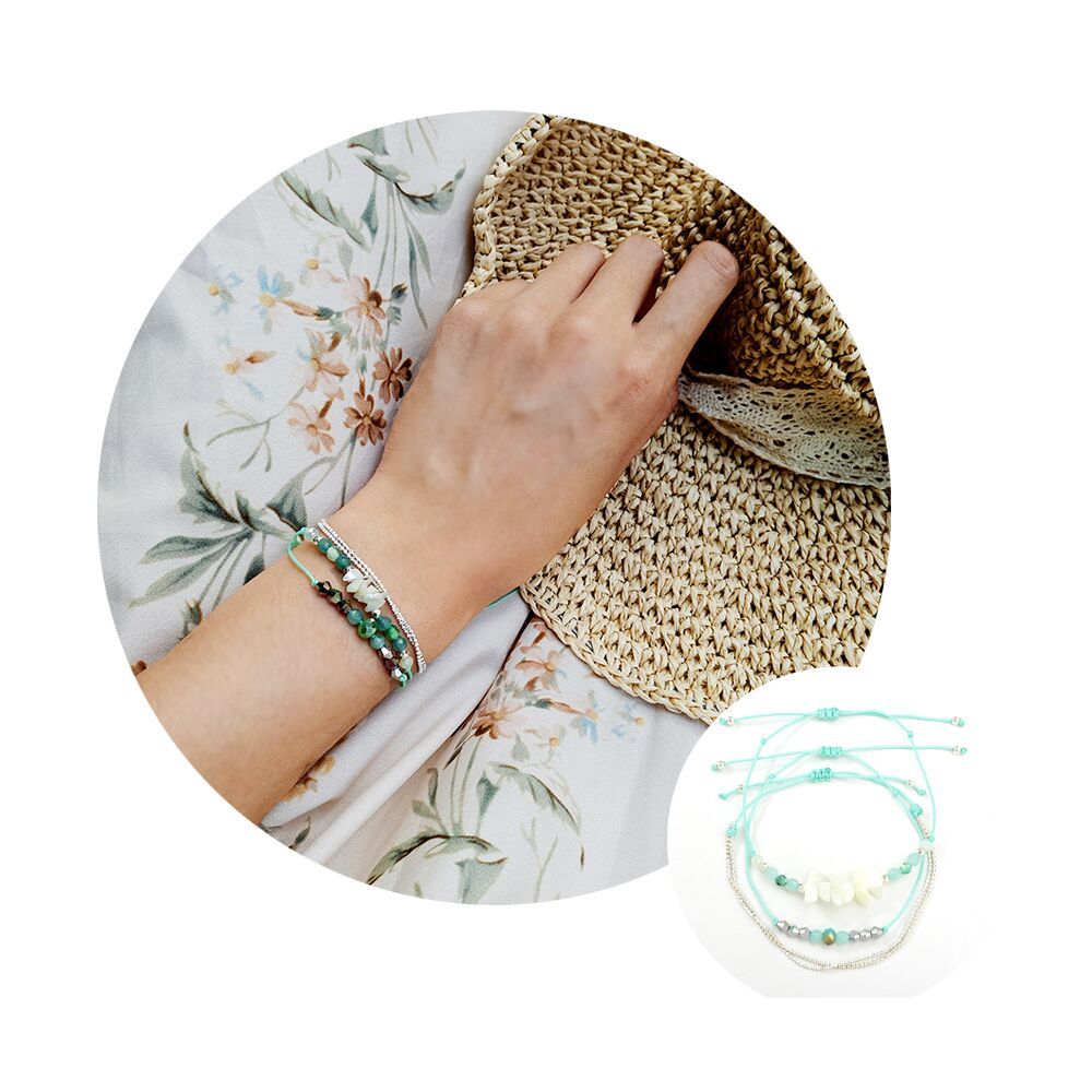 Braided Rope Bracelet Set Handmade Waterproof Wrap Wave Bracelet Boho String Bracelet for Woman Kids