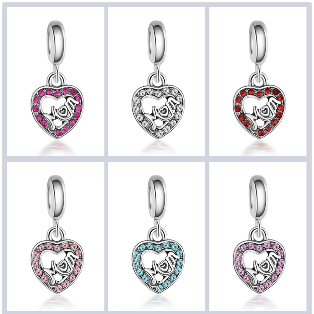 Lovely Green Beads Fit Original  Bracelet Necklace Big Hole DIY Charms Women Enamel Heart Shape Pendant Girl Gift-in Beads