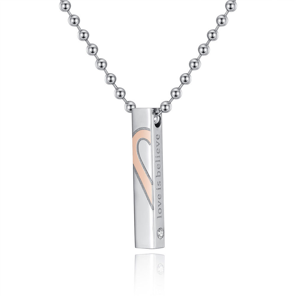 His and Hers Matching Set Couple Titanium"Only You Have My Key" Bangle Bracelet  and Necklace