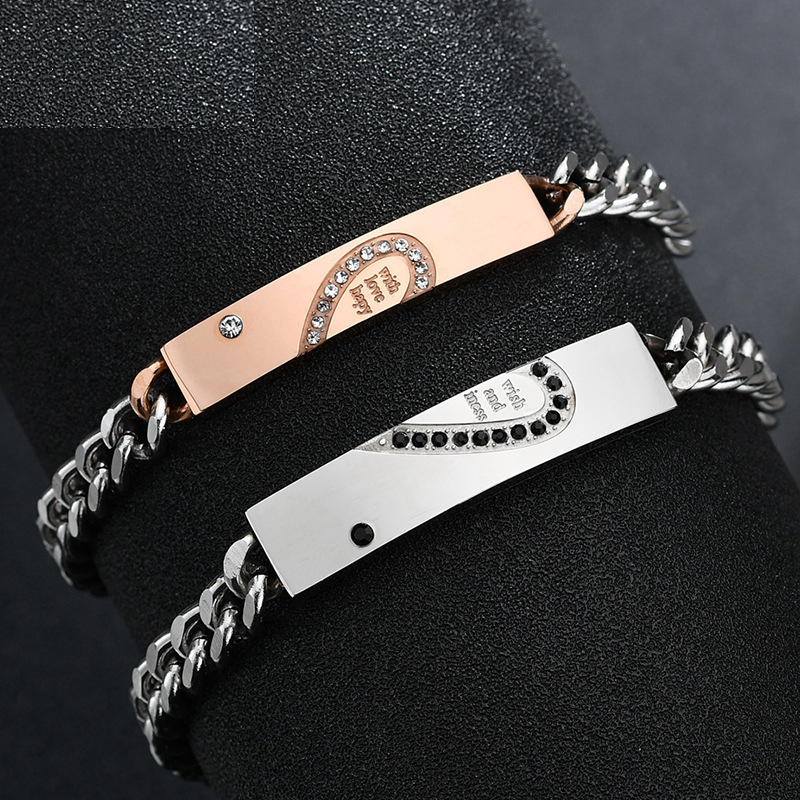 Love Couple Bracelets Stainless Steel women Men Heart Bangle