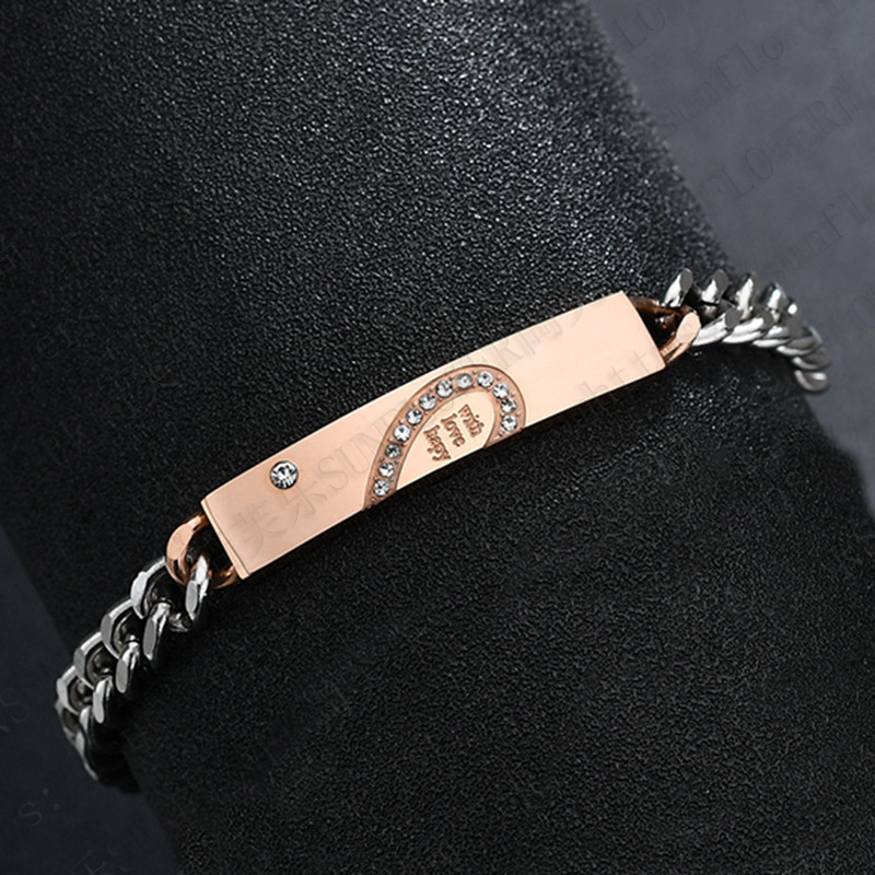 Love Couple Bracelets Stainless Steel women Men Heart Bangle