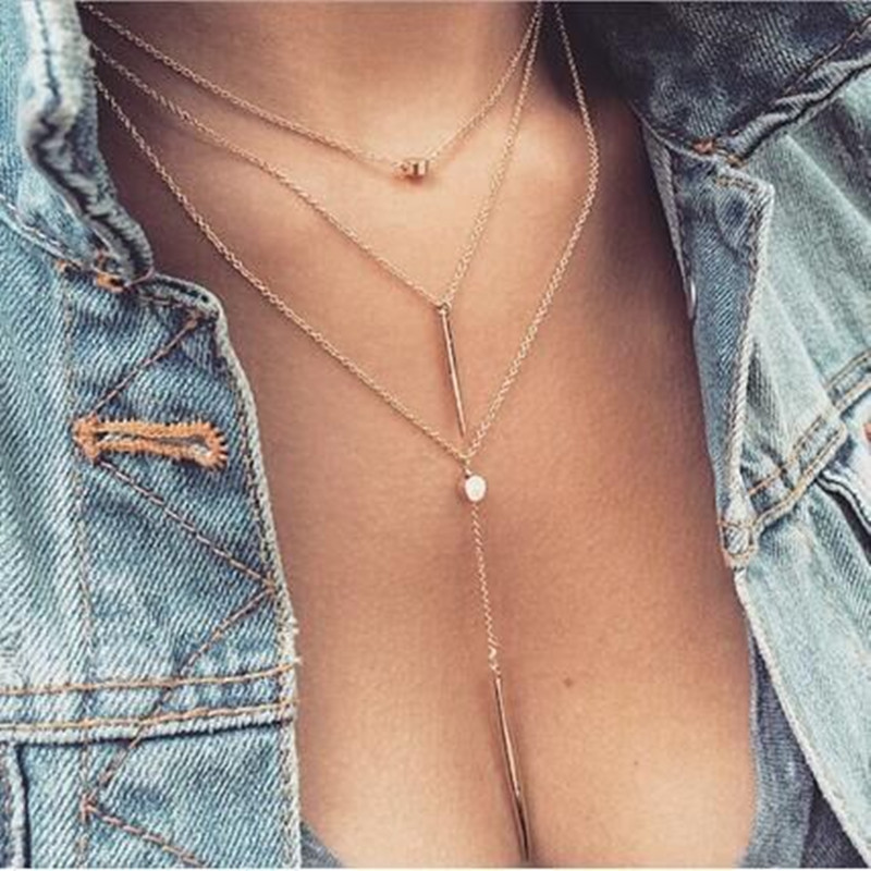 Women Necklace Chains,Nmch Fashion Tassel Multilayer Necklace Elegant Silver Gold Chain Jewelry Gift