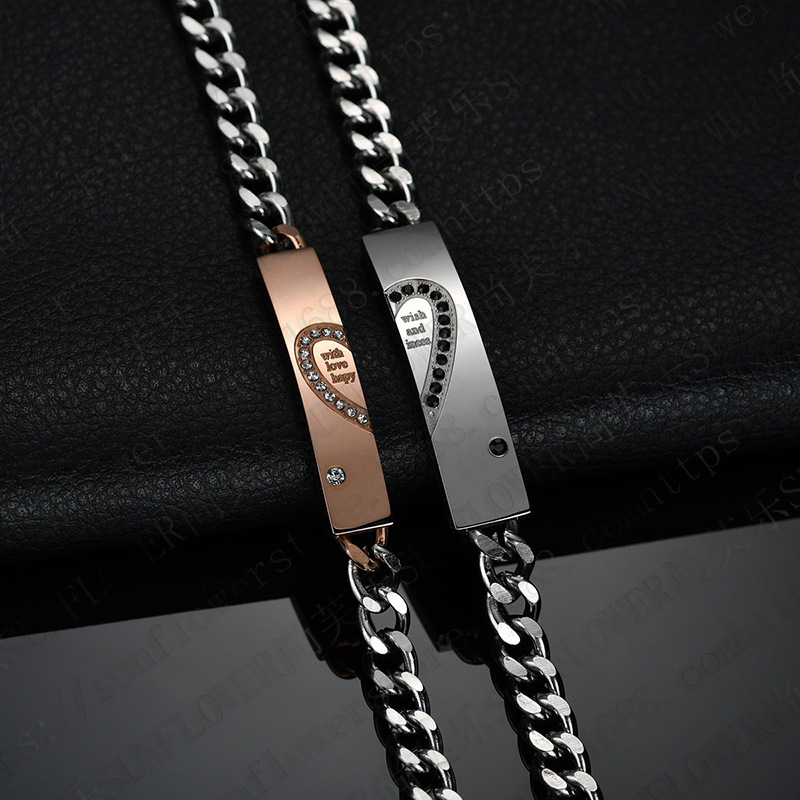 Love Couple Bracelets Stainless Steel women Men Heart Bangle
