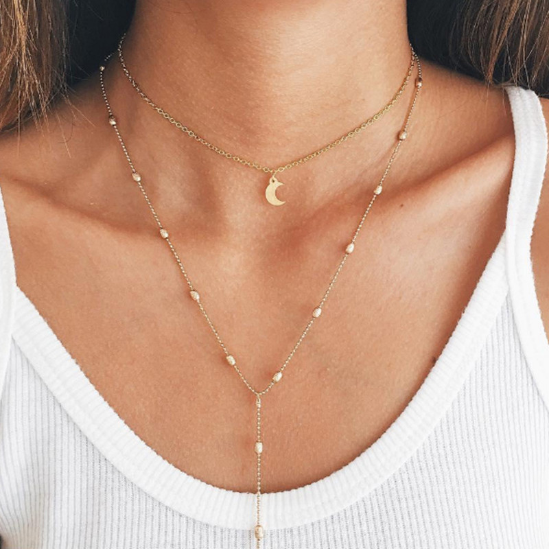 Women Necklace Chains,Nmch Fashion Tassel Multilayer Necklace Elegant Silver Gold Chain Jewelry SN0726G