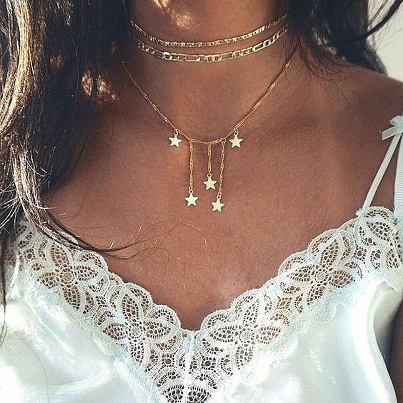 Women Necklace Chains,Nmch Fashion Tassel Multilayer Necklace Elegant Silver Gold Chain Jewelry SN0721G