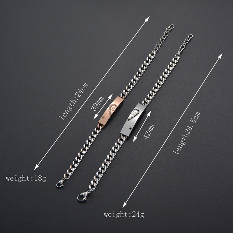 Love Couple Bracelets Stainless Steel women Men Heart Bangle