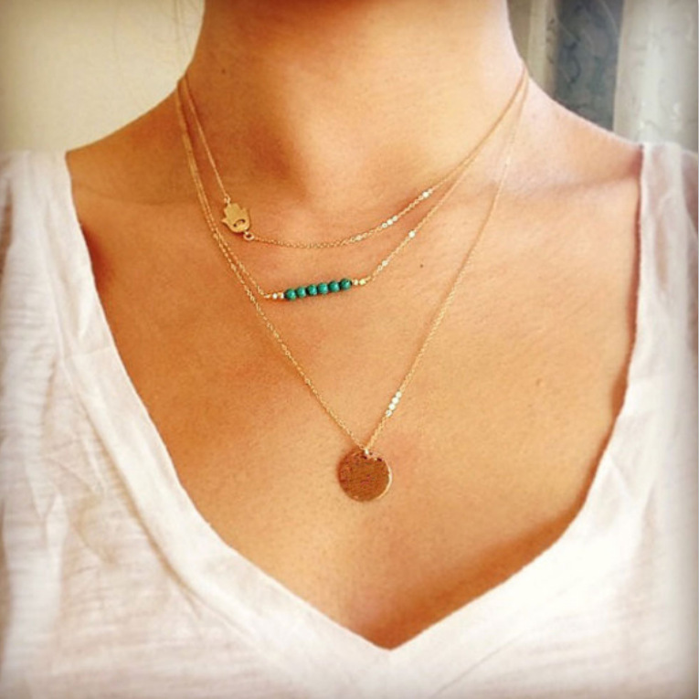 Women Necklace Chains,Nmch Fashion Tassel Multilayer Necklace Elegant Silver Gold Chain Jewelry Gift