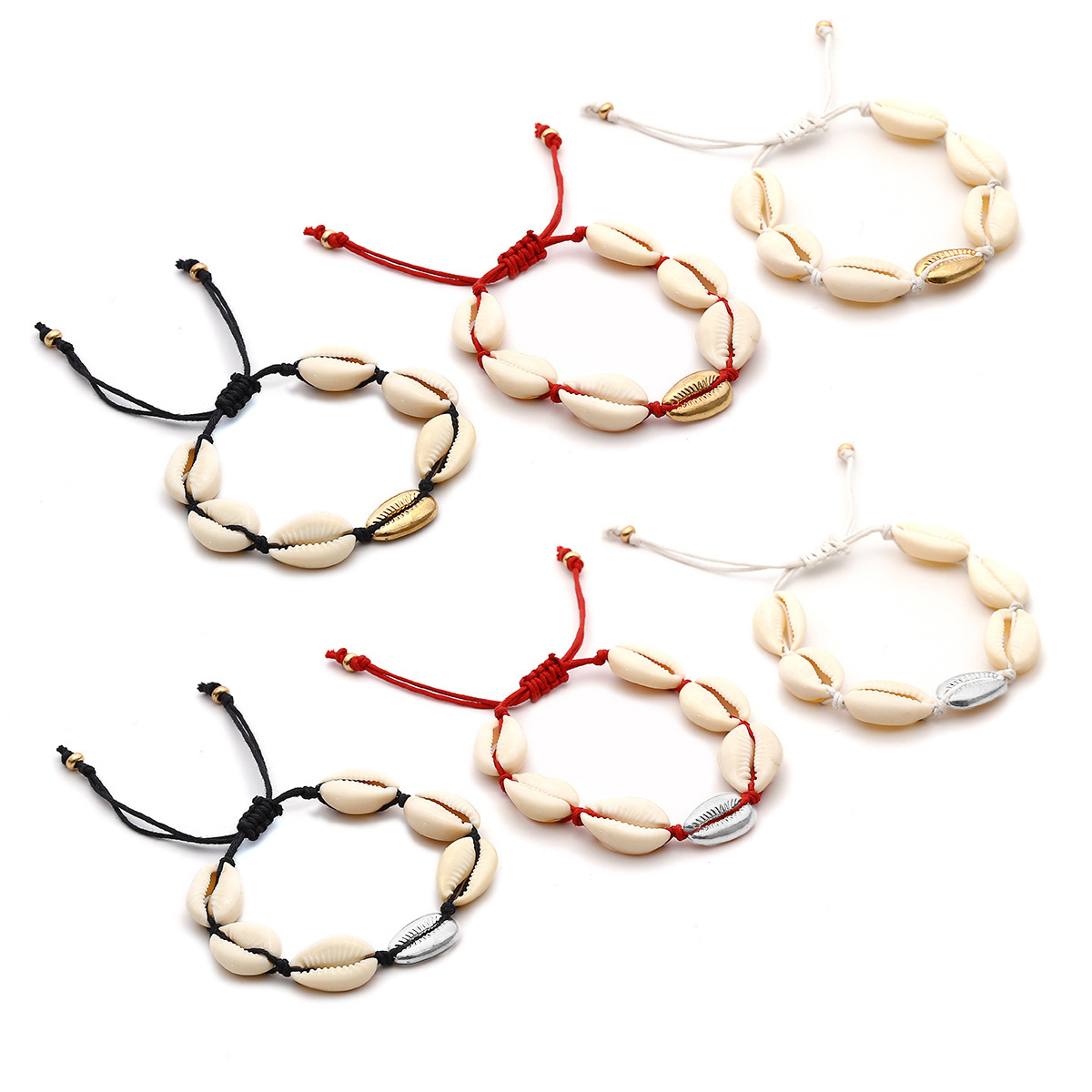 Natural Shell Gold Shell Cowry Beaded Friendship Bracelets Boho Fashion Beach Seashell Strand Bracelets Women Jewelry