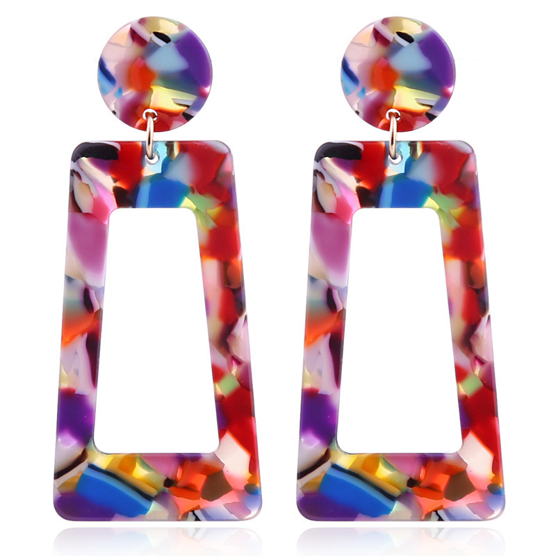 Mottled Acrylic Dangle Drop Earrings for Women Resin Stud Earrings Bohemian Statement Drop Dangle Earrings Fashion Jewelry
