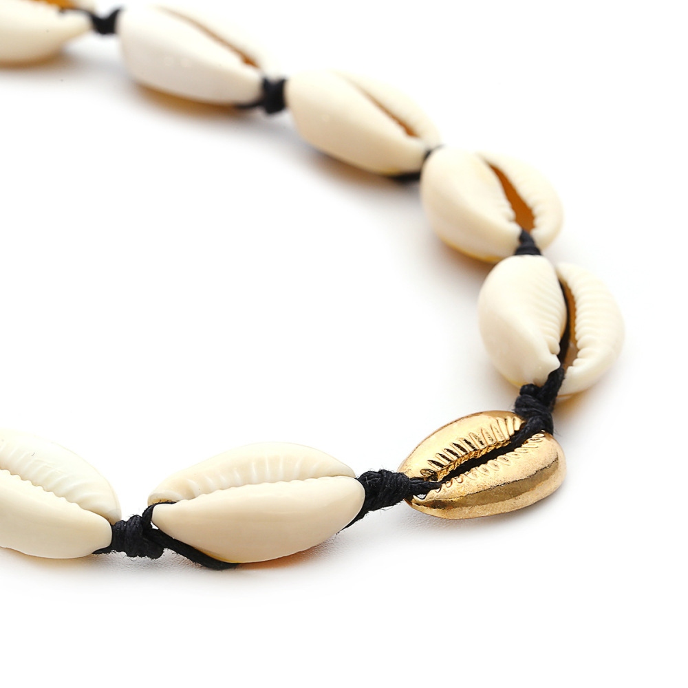 Natural Shell Gold Shell Cowry Beaded Friendship Bracelets Boho Fashion Beach Seashell Strand Bracelets Women Jewelry