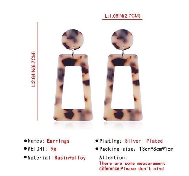 Mottled Acrylic Dangle Drop Earrings for Women Resin Stud Earrings Bohemian Statement Drop Dangle Earrings Fashion Jewelry