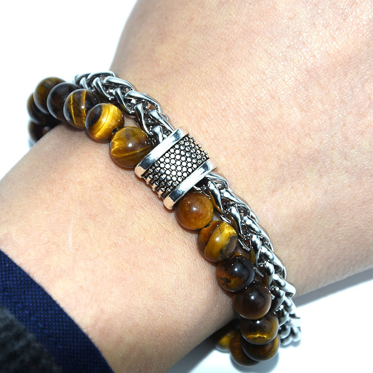 Stainless steel  Natural Gem Stone 8MM Beads  bracelet
