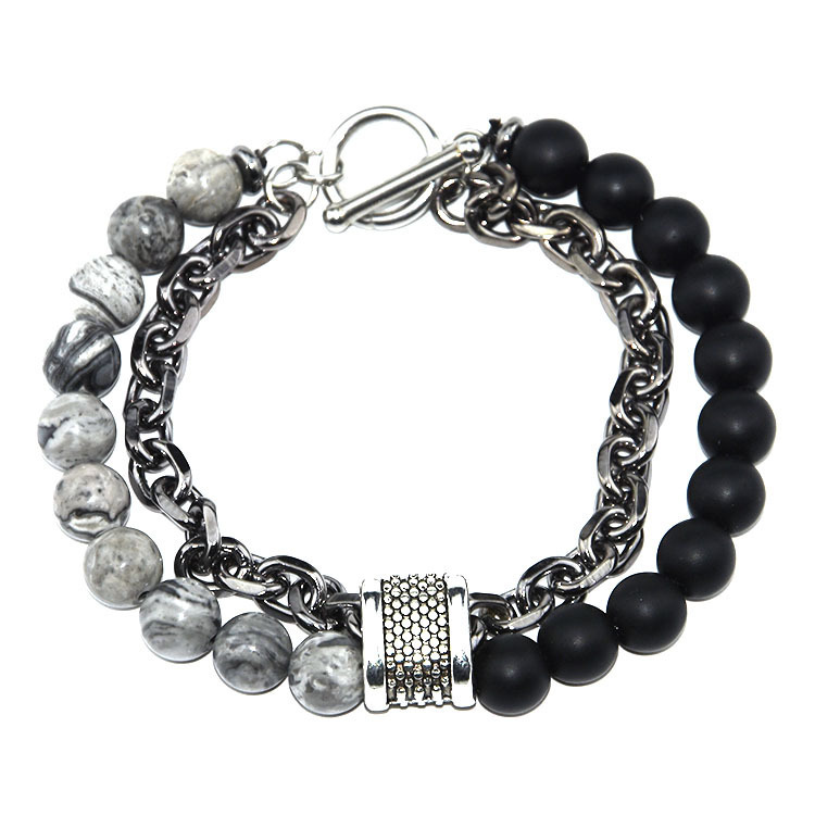 Stainless steel  Natural Gem Stone 8MM Beads  bracelet