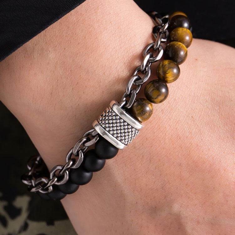 Stainless steel  Natural Gem Stone 8MM Beads  bracelet