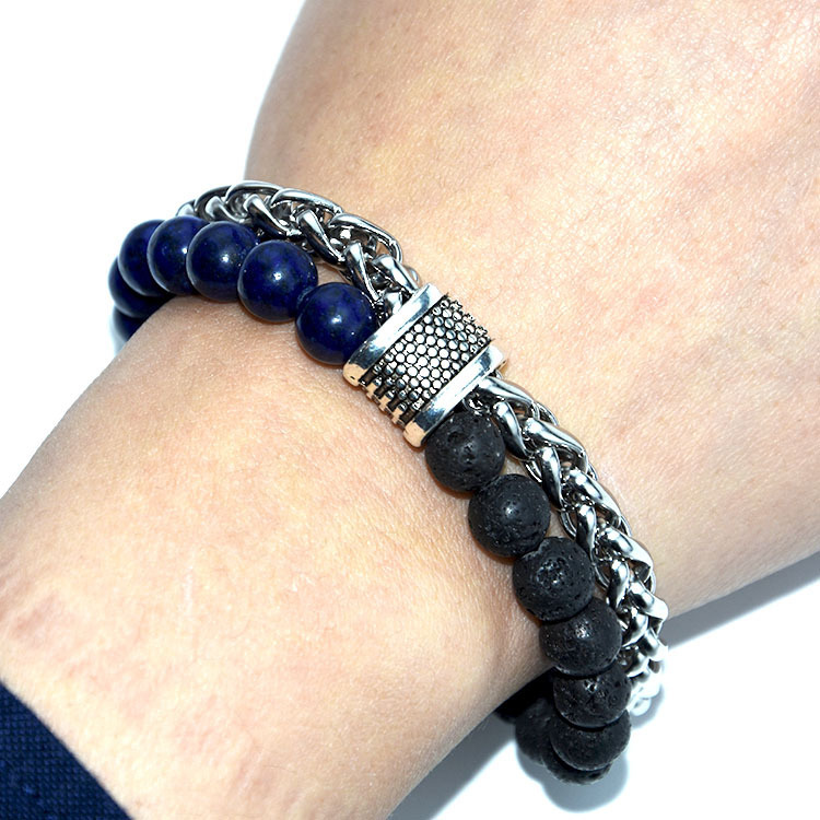 Stainless steel  Natural Gem Stone 8MM Beads  bracelet