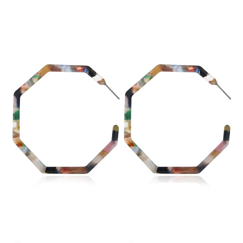 Fashion Geometric Octagon Hexagon Hoop Earrings for Women Girls