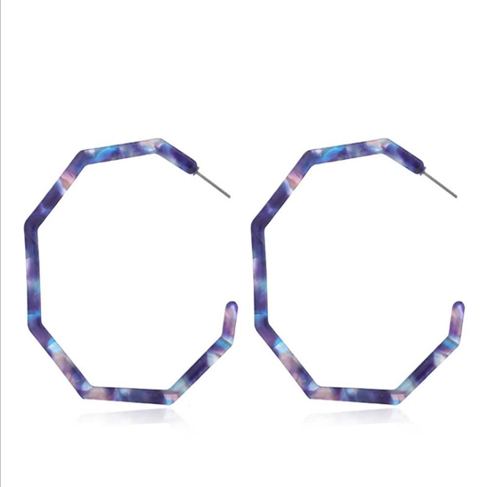 Fashion Geometric Octagon Hexagon Hoop Earrings for Women Girls