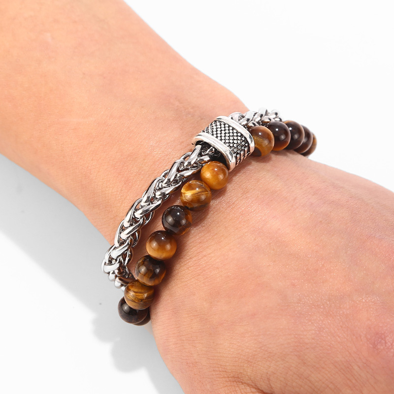 Stainless steel  Natural Gem Stone 8MM Beads  bracelet