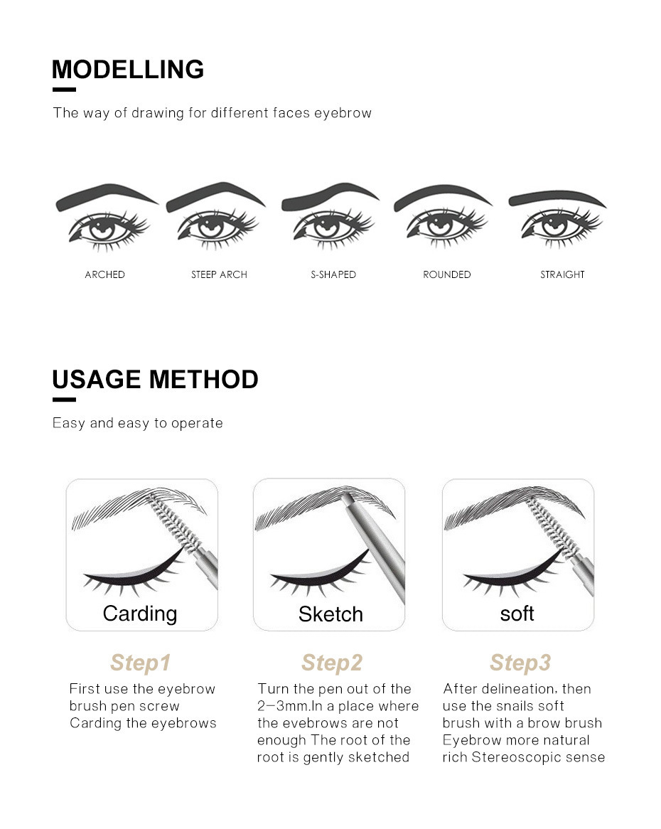 Eyebrow Pencil  Waterproof Smudge-proof Brow Pencil with Brow Brush, Automatic Eye Brow Makeup by SEILANC, Dark Brown