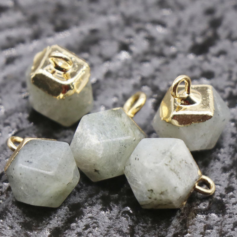 Natural Carved Stone Octagonal Pendant