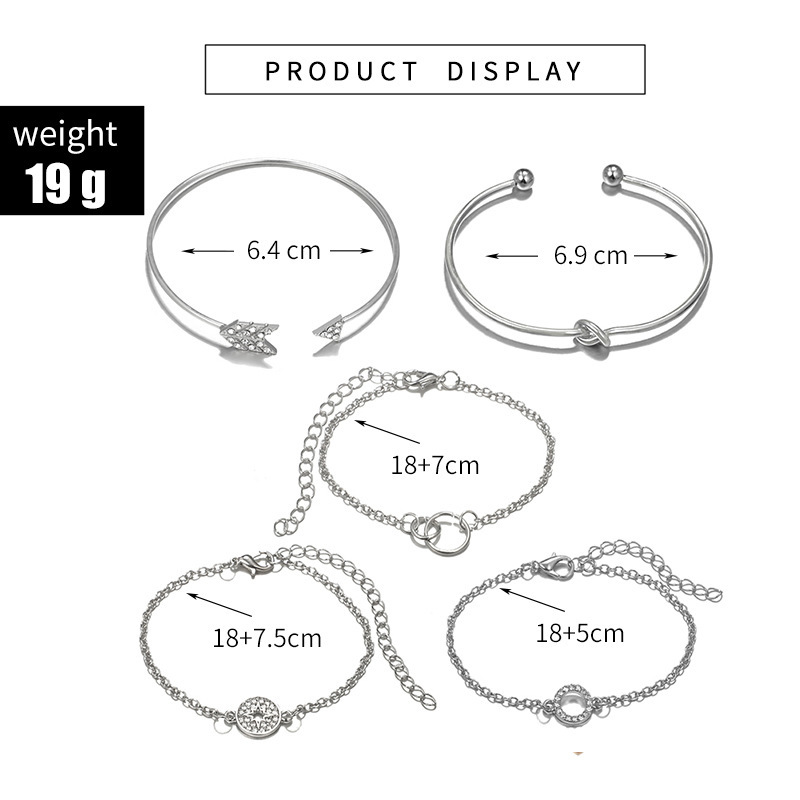 5pcs/Set Love Pentagram Moon Star Bracelets Women Bling Crystal Earth Beads Anklets Summer Jewelry Set
