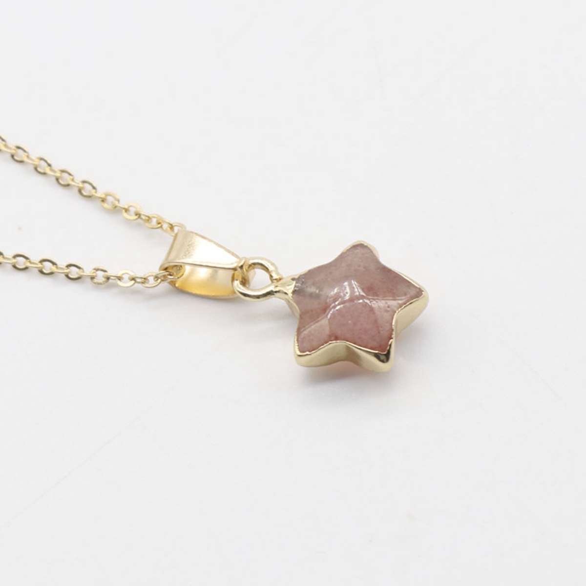 14MM Craved Stars Pendant Necklace with Gold Chain